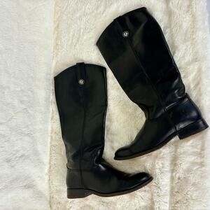 Frye Melissa Tall Riding Boots 77167 Button Pull On Black Leather Size 6.5 B
